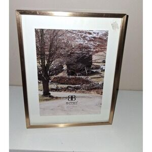Burnes of Boston 5x7 Brass Tone Picture Frame Glass Front Easel Back
